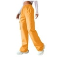 thumbnail image 1 of Ayfxijin Cargo&nbsp;Pants&nbsp;Women，Women's Casual Travel Pants Cowboy Pocket Straight Cylinder Overalls Solid Color, 1 of 6