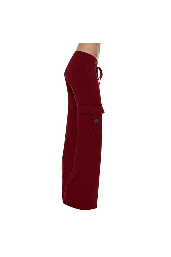 Cargo Pants Women Workout Out Leggings Hiking Pants Stretch Waist Button Pocket Yoga Gym Loose Pants