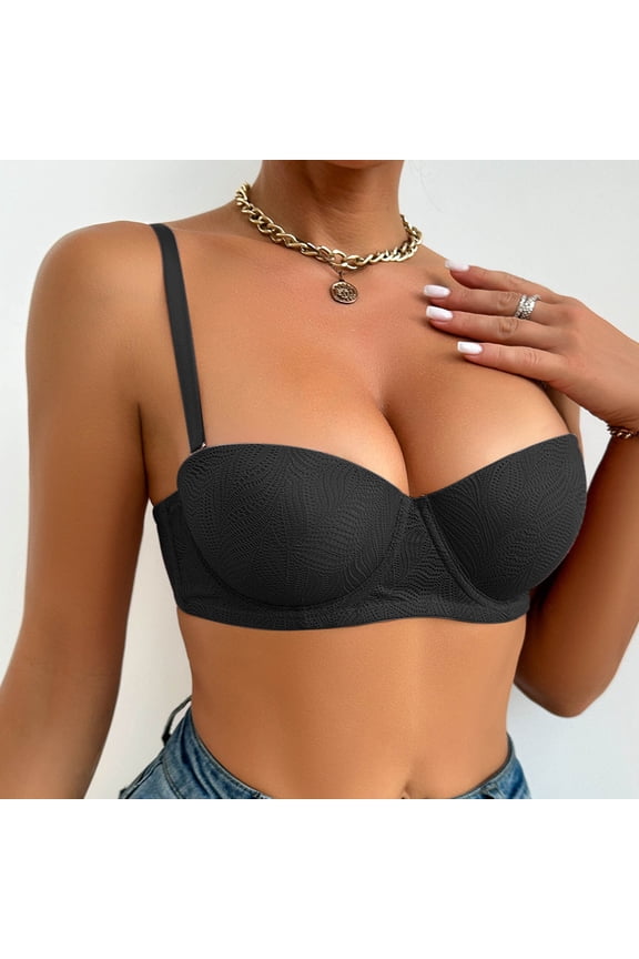 Everyday Bras,Fashion Women Solid Color Steel Ring Lace Buckle Together Daily Bra