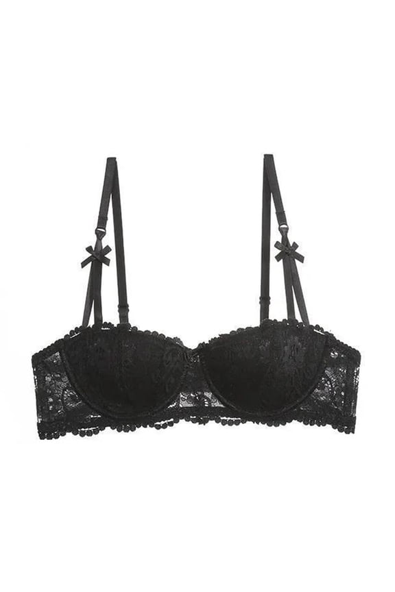 Everyday Bras,Fashion Women Solid Color Steel Rings Lace BowCotton Pad Gathering Daily Bra