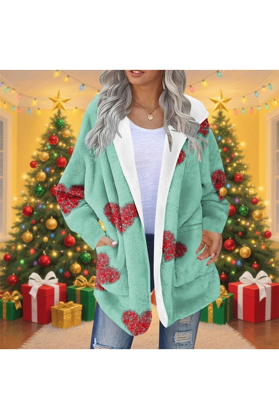 Fleece Jacket Women,Women's Coats Fashionable Printed Warm Pullover Shoulder Down Jacket Long Sleeved Top