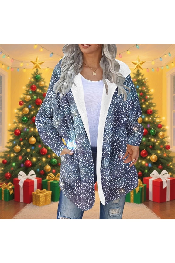 Fleece Jacket Women,Women's Winter Coats Fashion Print Warm Pullover Shoulder Down Jacket Long Sleeved Top