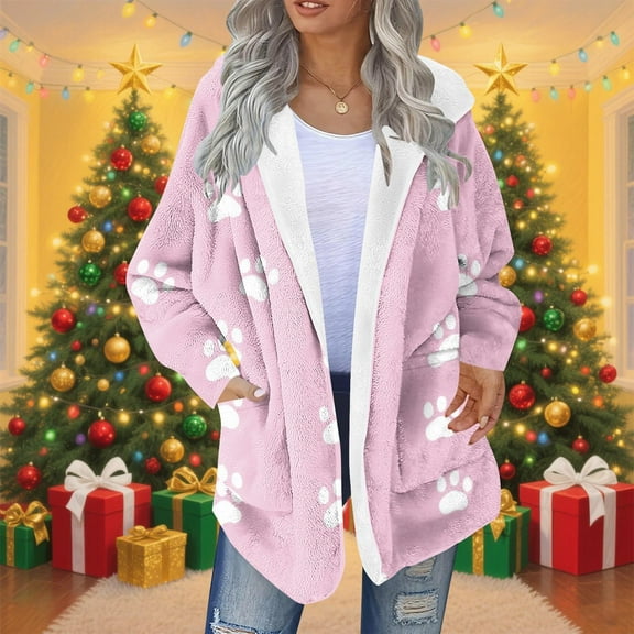 Ayfxijin Fleece Jacket Women,Women's Winter Coats Fashion Printed Warm Pullover Shoulder Down Jacket Long Sleeved Top