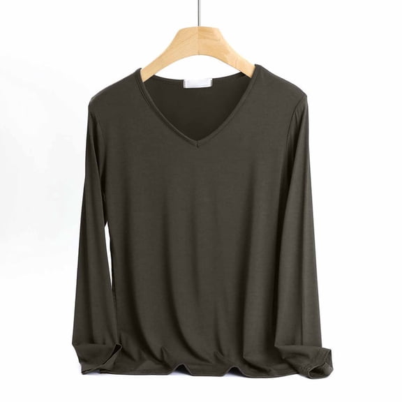 Ayfxijin Going Out Tops for Women,Women's Fashion Casual O-neck Internal Construction Solid Shirt Long Sleeve Top