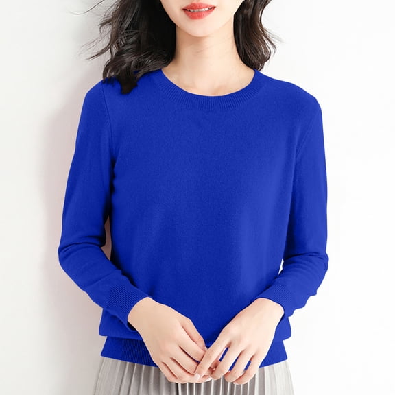 Ayfxijin Going Out Tops for Women,Women's R-Neck Long Sleeve Loose Solid Color Blouse