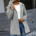 thumbnail image 1 of Ayfxijin Jackets for Women Solid Color Rain Jacket Outdoor Hooded Windproof Loose With Pocket Coat, 1 of 7
