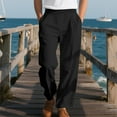 thumbnail image 1 of Ayfxijin Leggings for Men，Men's Casual Solid Color Elastic Waist Drawstring Beach Wide Leg Pocket Pants, 1 of 7