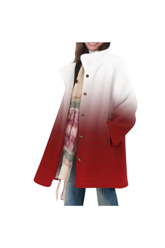 Long Cardigans for Women,Women's Casual Warm Clothing Winter Daily Print Collar Button Long Sleeved Jacket