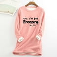 thumbnail image 1 of Ayfxijin Long Sleeve Shirts for Women,Christmas Thick Fleece Printed Sweatshirt Winter Warm Underwear O-Neck Blouses, 1 of 3