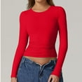 thumbnail image 1 of Ayfxijin Long Sleeve Shirts for Women,Fashion Women Round Neck Long Sleeve T-Shirt Solid Blouse Pullover, 1 of 9