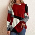 thumbnail image 1 of Ayfxijin Long Sleeve Shirts for Women,Women's Color Blocked Printed Long Sleeved T-shirt Round Neck Top, 1 of 5