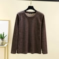 thumbnail image 1 of Ayfxijin Long Sleeve Shirts for Women,Women's Fashion Casual Round Neck Internal Construction Solid Shirt Long Sleeve, 1 of 6