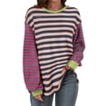 thumbnail image 1 of Ayfxijin Long Sleeve Shirts for Women,Women's Long Sleeved Top Striped T-shirt Loose T-shirt Round Neck Top/shirt, 1 of 5