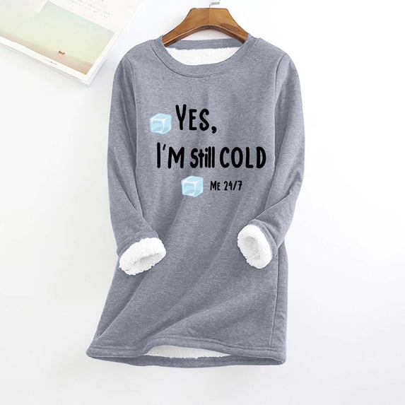 Ayfxijin Long Sleeve Shirts for Women,Women's Round Neck Thickened Warm Long Sleeve