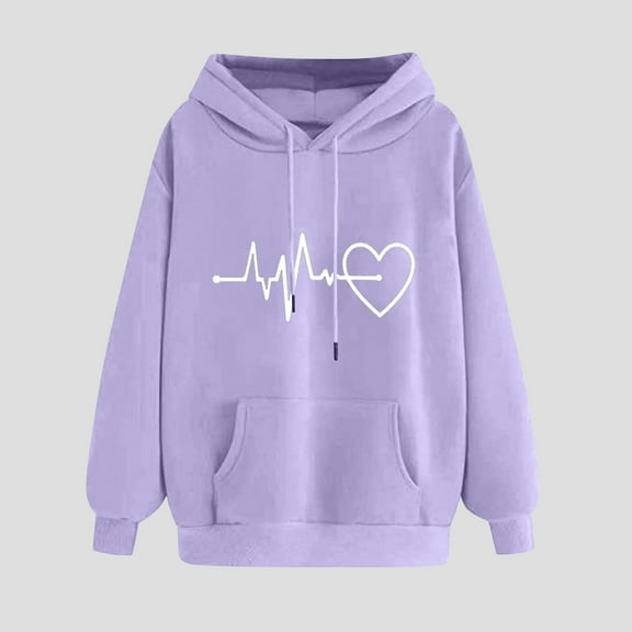 Ayfxijin Long Sleeve Tops for Women，Women's Hoodies Pullover Print Winter Hoodie Pullover Long Sleeved Sweatshirt