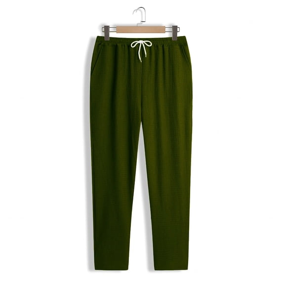 Ayfxijin Men Solid Color Casual Fashion Elastic Waist Loos Wide Leg Pants Straight Pants
