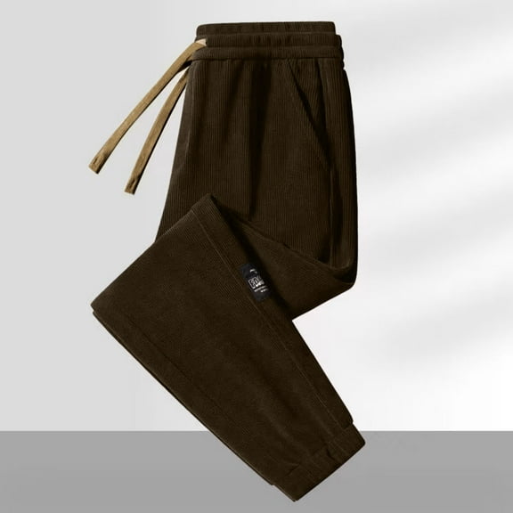 Ayfxijin Men's Hiking Pants Corduroy Drawstring Elastic Waist Loose Sports Pants Casual Trousers
