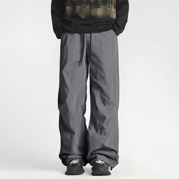 Ayfxijin Men's Hiking Pants Outdoor Sunscreen Solid Color Elastic Waist Drawstring Pants