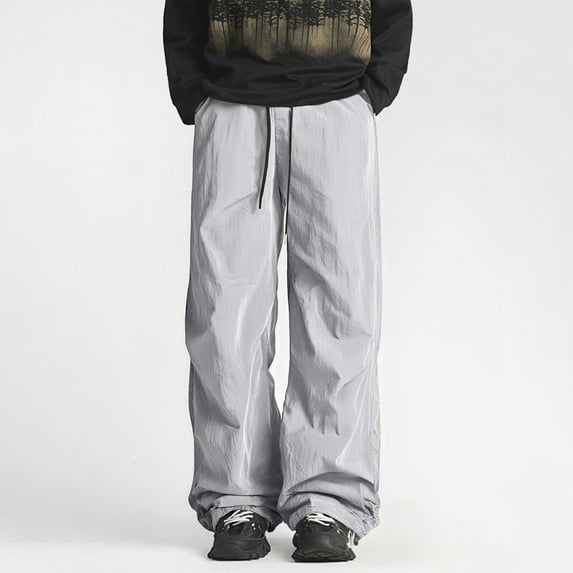 Ayfxijin Men's Hiking Pants Outdoor Sunscreen Solid Color Elastic Waist Drawstring Pants