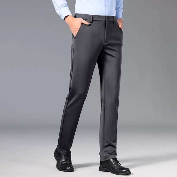 Ayfxijin Men's Pants Casual High - Elasticity Suit Pants Wrinkle - Resilient High - Waisted Non - Iron Business Formal Men's Pants