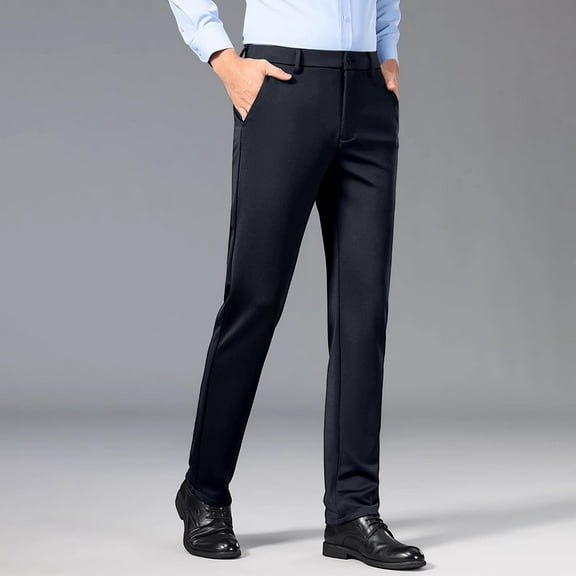 Ayfxijin Men's Pants Casual High - Elasticity Suit Pants Wrinkle - Resilient High - Waisted Non - Iron Business Formal Men's Pants