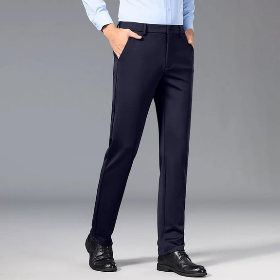 Ayfxijin Men's Pants Casual High - Elasticity Suit Pants Wrinkle - Resilient High - Waisted Non - Iron Business Formal Men's Pants