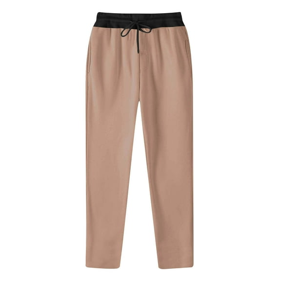 Ayfxijin Men's Pants Fashion Drawstring Elastic Waist Solid Color Casual Sweat Length Pants