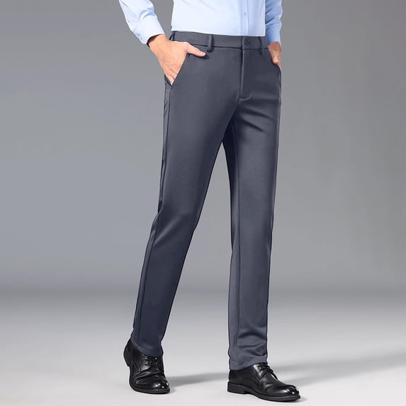 Ayfxijin Pants for Men,Men's Casual High - Elasticity Suit Pants Wrinkle - Resilient High - Waisted Non - Iron Business Formal Men's Pants