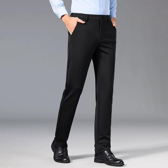 Ayfxijin Pants for Men，Men's Casual High - Elasticity Suit Pants Wrinkle - Resilient High - Waisted Non - Iron Business Formal Men's Pants