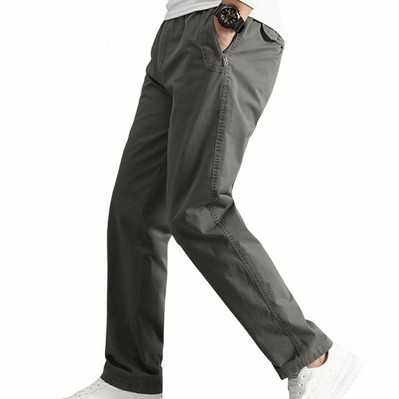 Ayfxijin Pants for Men,Men's Solid Casual Pocket Outdoor Elastic Waistbelt Drawstring Trousers Work Pants