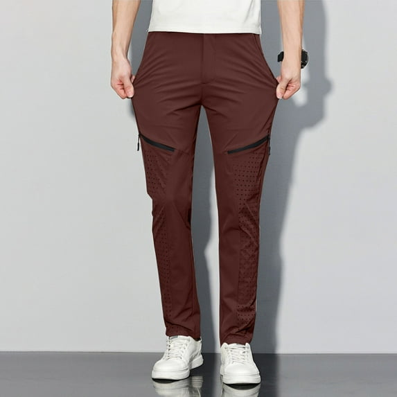 Ayfxijin Pants for Men,Men's Solid Color Ice Silk Elastic Drawstring Casual Sports Pants