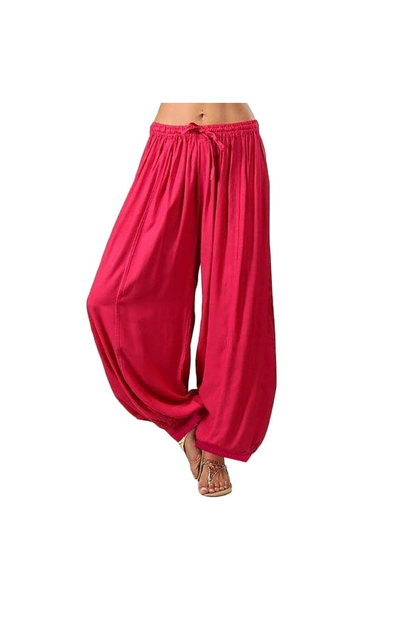Pants for Women Linen Pants Plus Size Solid Color Casual Loose Harem Pants Yoga Pants Women Trousers