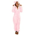 thumbnail image 1 of Ayfxijin Pants for Women Long Sleeve Hooded Jumpsuit Pajamas Casual Winter Warm Rompe Sleepwear, 1 of 6