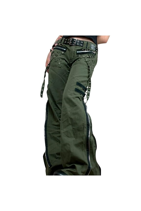 Pants for Women，Women's Mid Ripped Frayed Hem Casual Trousers