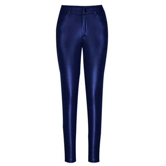 Ayfxijin Pants for Women,Women's Pants Fashion Solid Color Leather Pants Sexy Small Foot Pants Casual Pants