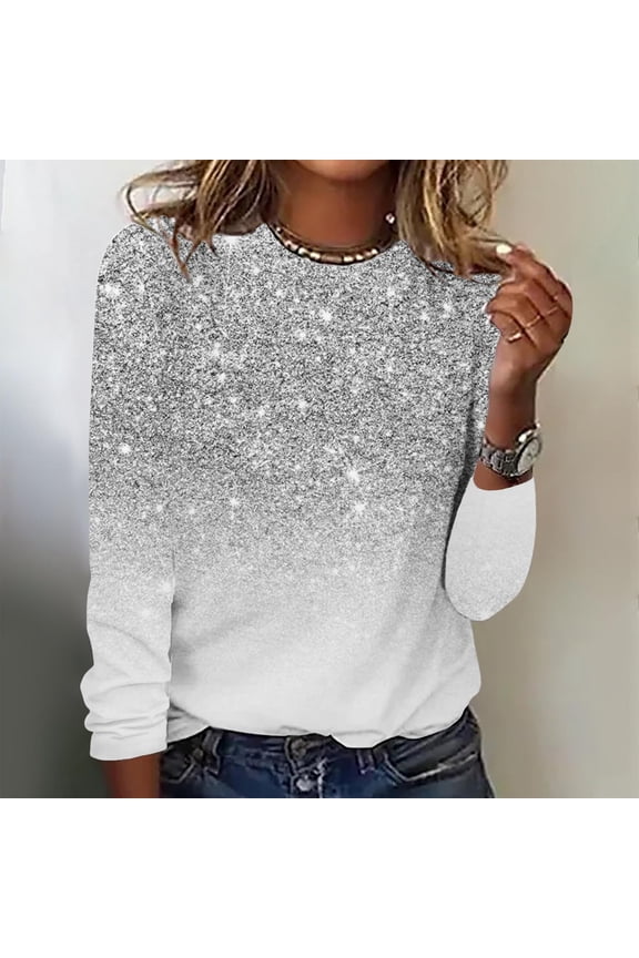 Pullover Sweaters for Women,Fashionable Women's Printed O-Neck Pullover Long Sleeved Casual Top
