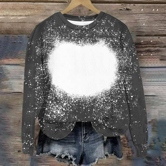 Ayfxijin Pullover Sweaters for Women,Women's Casual Round Neck Printed Pullover Long Sleeved Top