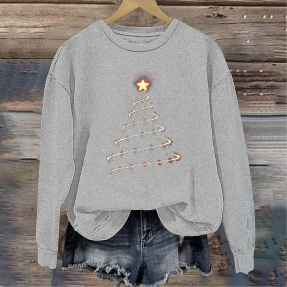 Ayfxijin Pullover Sweaters for Women,Women's Christmas Red Wine Glass Print Printed Long Sleeve O-Neck Sweatshirts