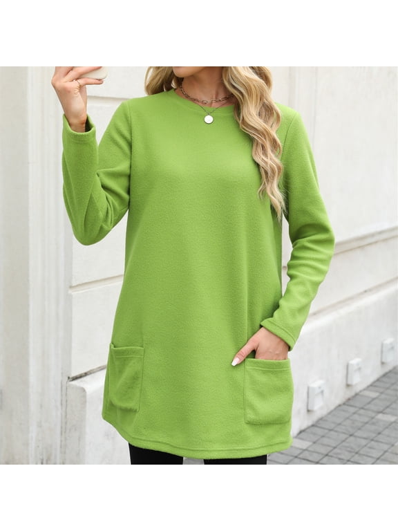 Pullover Sweaters for Women,Women's Leisure Fall And Winter O-Neck Long Sleeves Pocket Pullover Tops