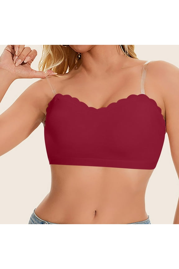 Strapless Bras for Women,Women's No Steel Hoop Wrap Around Bra With Back Buckle Gathered Strapless Bra