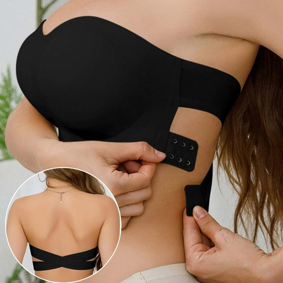 Ayfxijin Strapless Bras for Women,Women's Solid Color Strapless Bra Side Buckle Tube Top Underwear