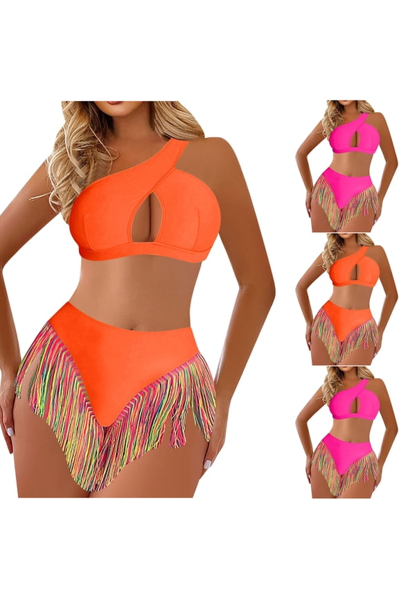 Swimsuit for Women, Women's Tassel Fashion Two-piece Neck Hanging Bikini