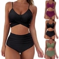 thumbnail image 1 of Ayfxijin Women's Adjustable Tie Side Solid Bikini Two-Piece Modest Full Coverage Swimwear, 1 of 1