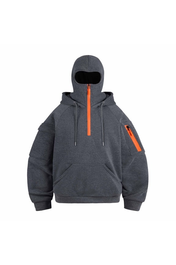 Women's Hoodies Pullover Winter Solid Headband With Face Mask Long Sleeved With Pockets Hooded Sweatshirt