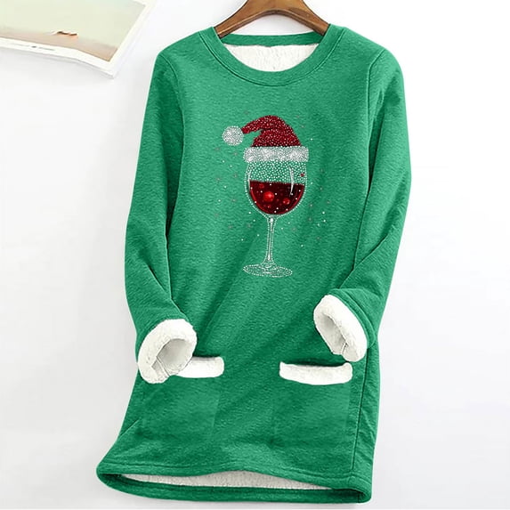 Ayfxijin Women's Pullover Round Neck Fashionable Comfortable And Casual Loose Pocket Thickened Warm Long Sleeve Tops
