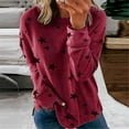 thumbnail image 1 of Ayfxijin Womens Fall Tops Fashion Print Long Sleeve Comfortable Breathable Round-Neck Shirt Tops, 1 of 5