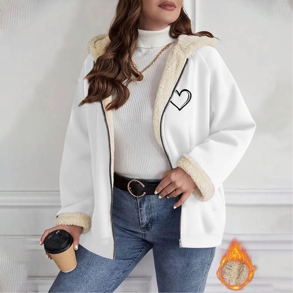 Ayfxijin Wool Coats for Women Coats Oversized Zip Solid Coat Long Sleeve Hooded Casual Outwear Jackets Pockets Tops