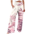 thumbnail image 1 of Ayfxijin Work Pants Women Casual Comfortable Printing Pockets Elastic Waist Straight Loose Pants, 1 of 5