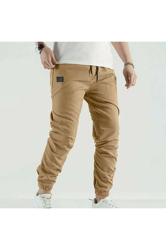 Work Pants for Men Casual Fashion Elastic Waist Solid Outdoor Pants Trousers