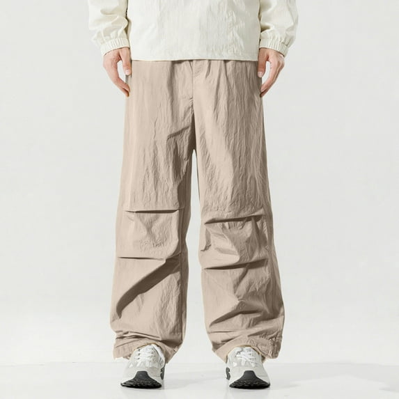 Ayfxijin Work Pants for Men，Men's Outdoor Sunscreen Solid Color Elastic Waist Drawstring Pants